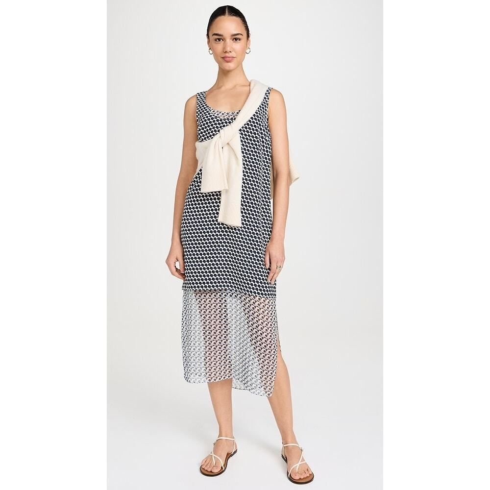 La Ligne silk Claudette Dress in Mavy/Ivory Muiti Small - Picture 4 of 10